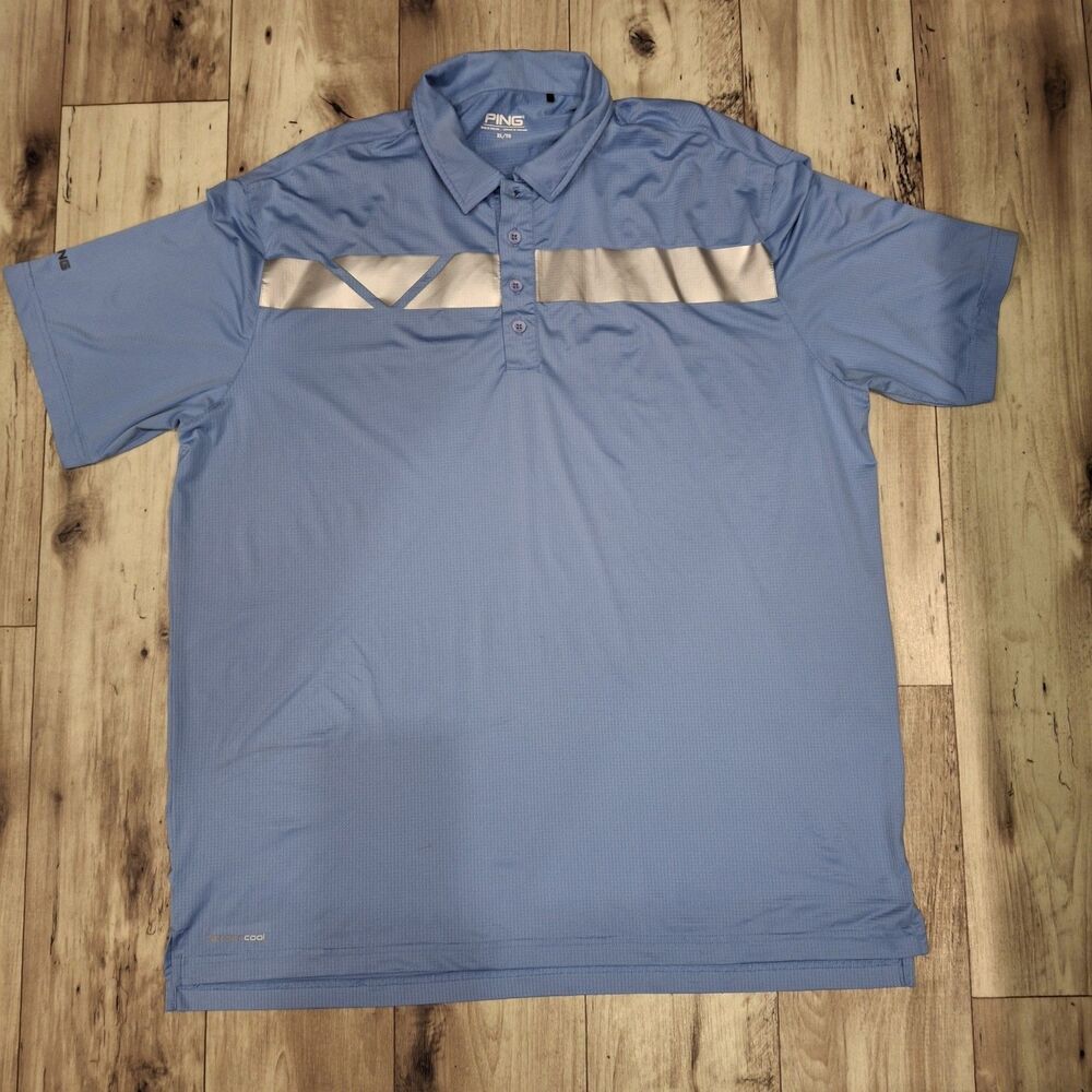 Ping Golf Sensor Cool Quarter Button Down Shirt Light Blue Men Size XL
